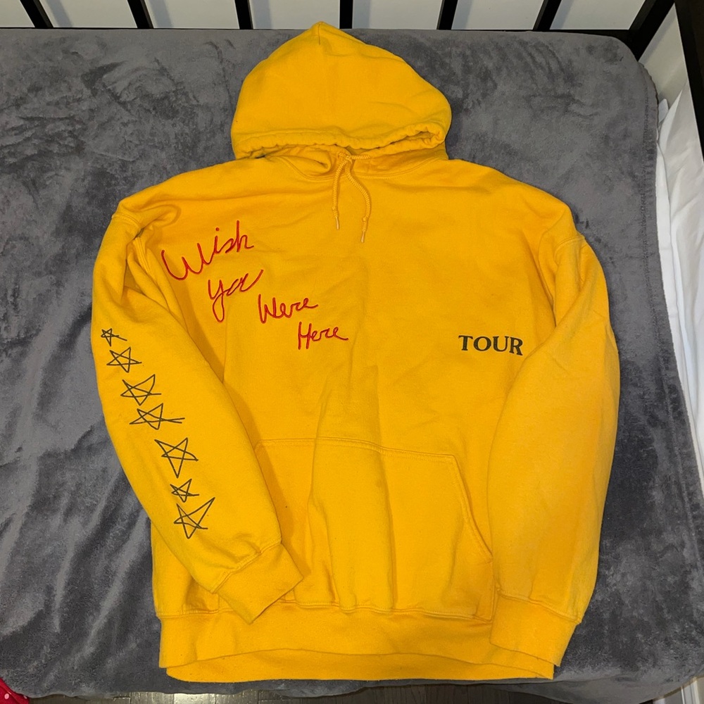 Yellow “wish you were here” Travis Scott Astroworld hoodie sweatshirt
